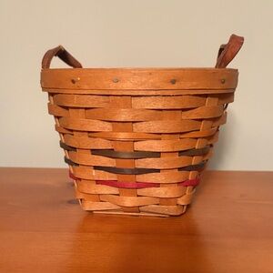 Handcrafted Brown and Red Woven Basket Longaberger 1994